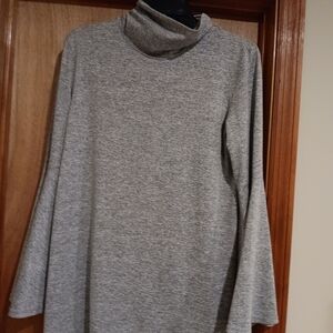 Gray Ruched Turtleneck Top